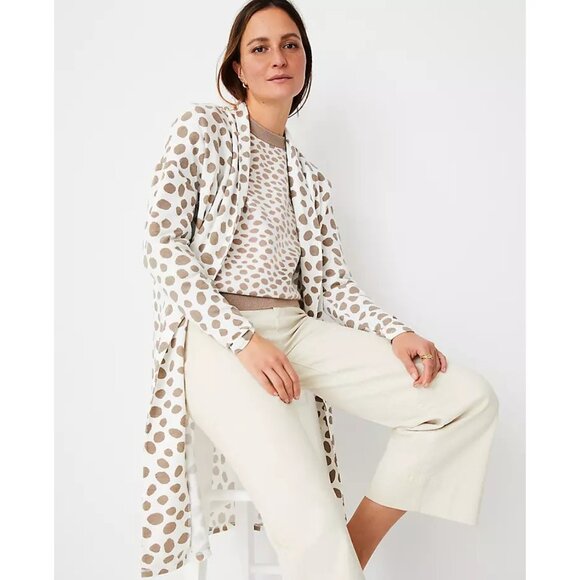 Ann Taylor Animal Print Knit Open Cardigan Sweater M - Picture 3 of 3